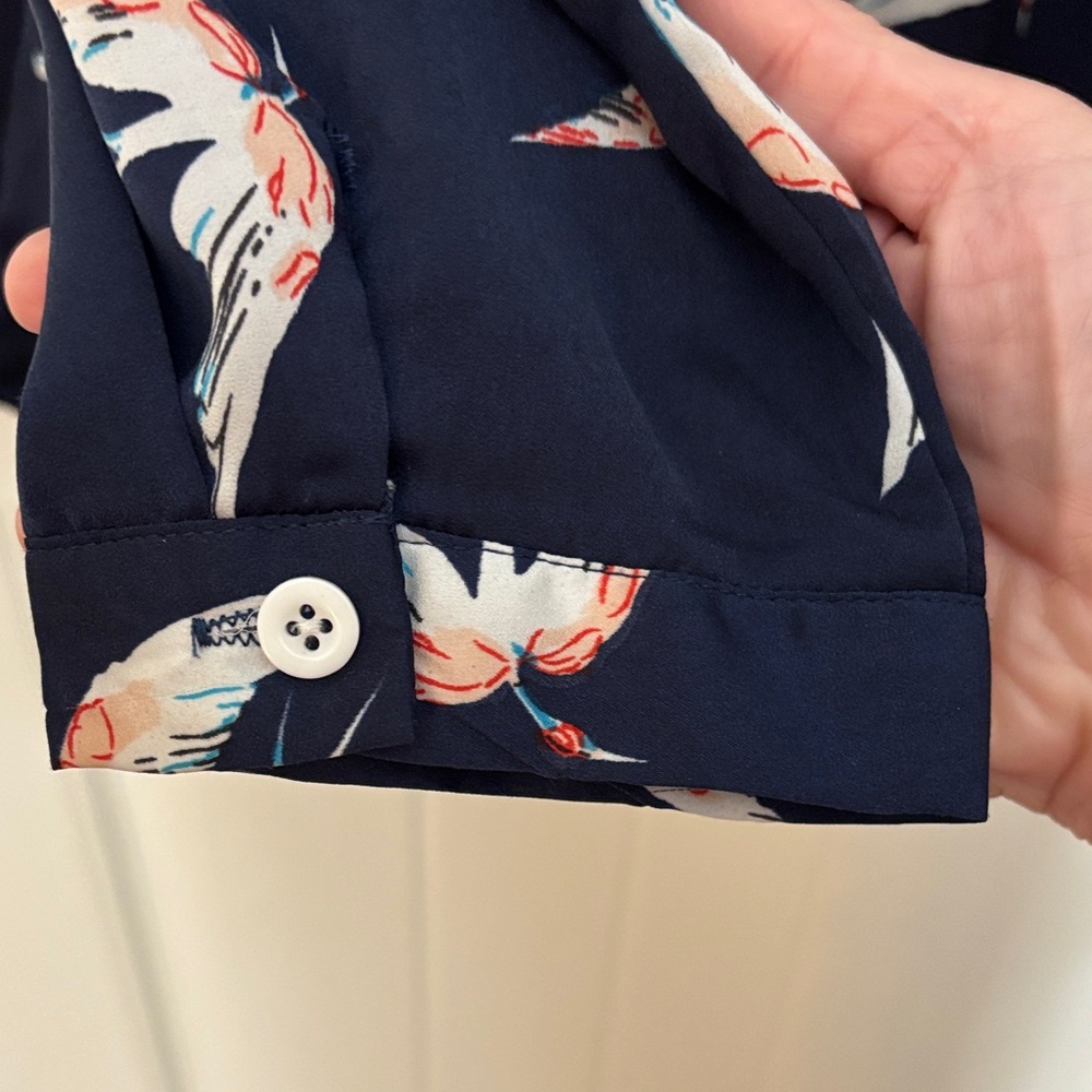 Zeagoo Navy Blouse with Bird Print - Picture 4 of 6